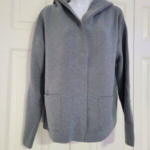 Amy Grace Knitwear Hooded Pockets Snap Cardigan Grey Size US M/L NEW